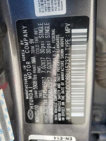 KM8NUDCC8BU157371 - 2011 HYUNDAI VERACRUZ GLS GRAY photo 12