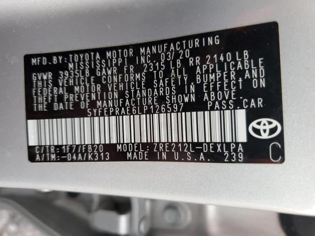 5YFEPRAE6LP126597 - 2020 TOYOTA COROLLA LE SILVER photo 13