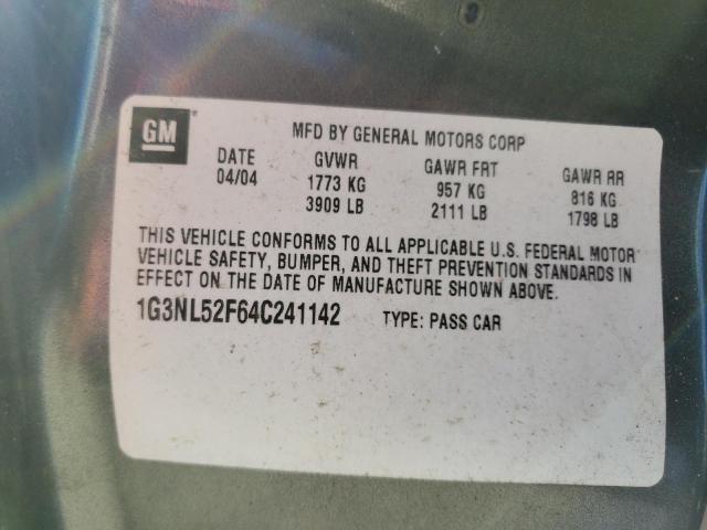 1G3NL52F64C241142 - 2004 OLDSMOBILE ALERO GL GRAY photo 12