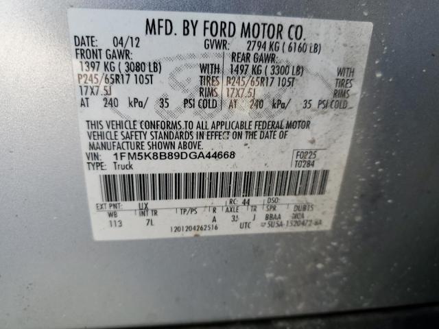 1FM5K8B89DGA44668 - 2013 FORD EXPLORER SILVER photo 13