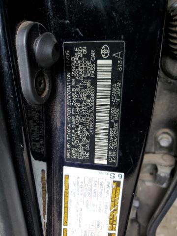 JTDBE30K763058837 - 2006 TOYOTA CAMRY LE BLACK photo 12