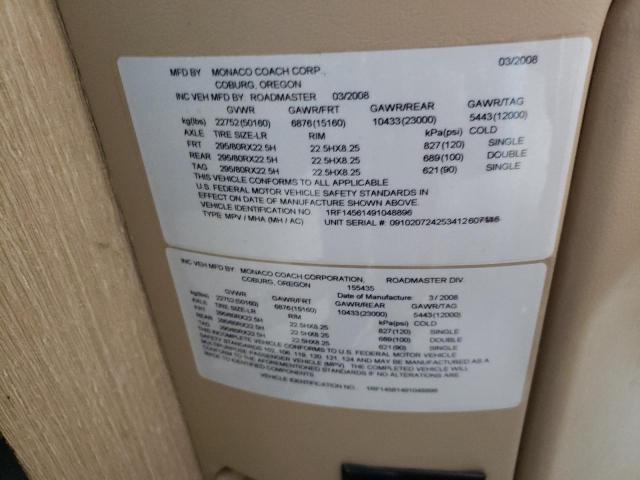 1RF14561491048896 - 2009 ROADMASTER RAIL MONOCOQUE ორფეროვანი ფოტო 10