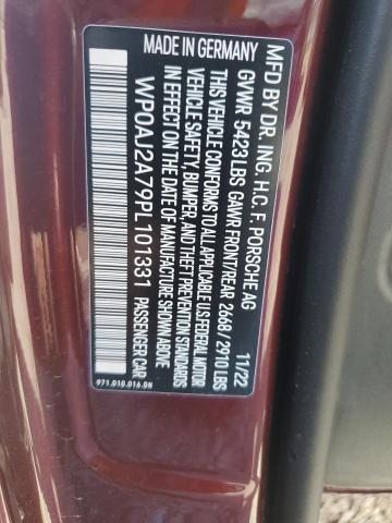 WP0AJ2A79PL101331 - 2023 PORSCHE PANAMERA BASE BURGUNDY photo 12