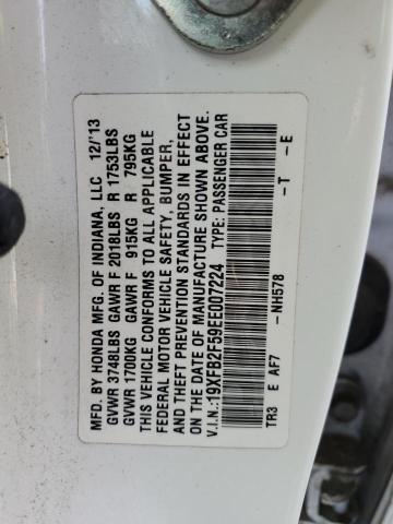 19XFB2F59EE007224 - 2014 HONDA CIVIC LX WHITE photo 12