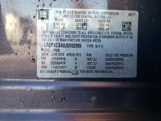 LRBFXCSA8JD002889 - 2018 BUICK ENVISION PREFERRED გრაფიტი ფოტო 14