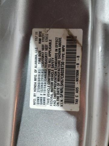 5FNRL5H67CB028730 - 2012 HONDA ODYSSEY EXL SILVER photo 13