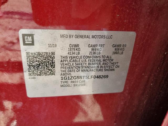 1G1ZG5ST5LF048269 - 2020 CHEVROLET MALIBU RS RED photo 12