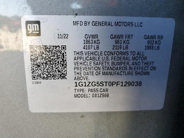 1G1ZG5ST0PF129038 - 2023 CHEVROLET MALIBU RS GRAY photo 13