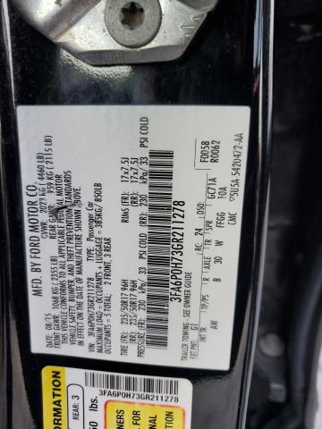 3FA6P0H73GR211278 - 2016 FORD FUSION SE BLACK photo 12