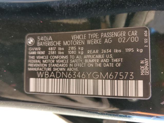 WBADN6346YGM67573 - 2000 BMW 540 I AUTOMATIC GREEN photo 12