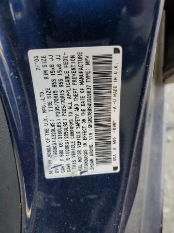 SHSRD78894U249637 - 2004 HONDA CR-V EX BLUE photo 13