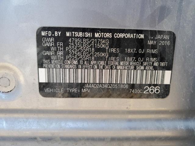 JA4AD2A34GZ051806 - 2016 MITSUBISHI OUTLANDER ES SILVER photo 13