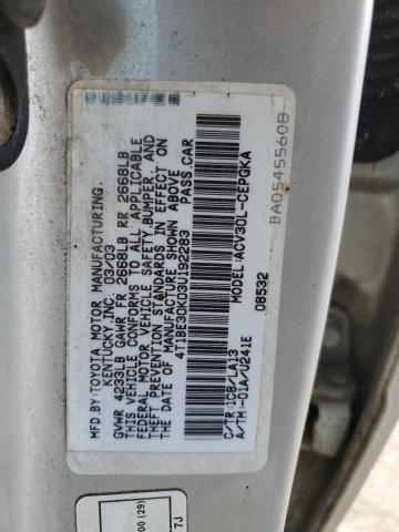 4T1BE30K03U192283 - 2003 TOYOTA CAMRY LE GRAY photo 12