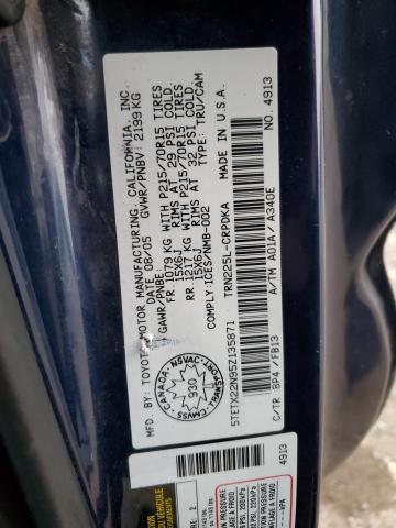 5TETX22N95Z135871 - 2005 TOYOTA TACOMA ACCESS CAB ლურჯი ფოტო 12