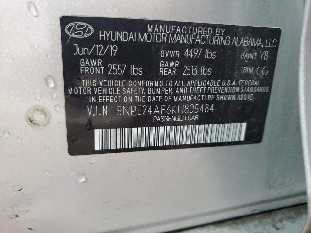 5NPE24AF6KH805484 - 2019 HYUNDAI SONATA SE SILVER photo 13