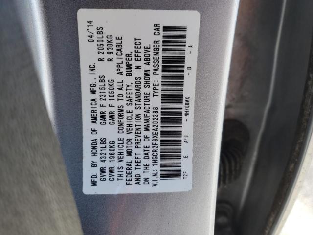 1HGCR2F8XEA202388 - 2014 HONDA ACCORD EXL SILVER photo 13