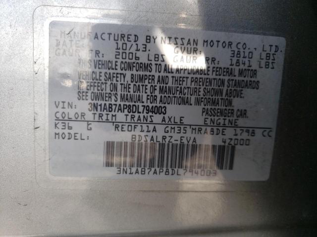 3N1AB7AP8DL794003 - 2013 NISSAN SENTRA S SILVER photo 13