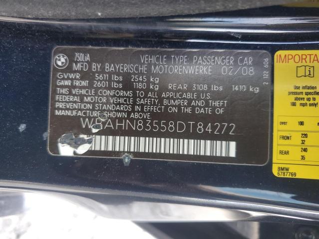 WBAHN83558DT84272 - 2008 BMW 750 LI BLUE photo 12