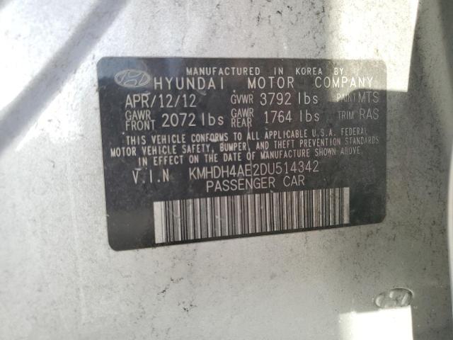 KMHDH4AE2DU514342 - 2013 HYUNDAI ELANTRA GLS SILVER photo 13