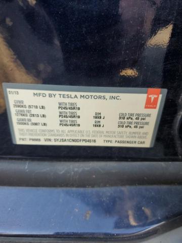 5YJSA1CN0DFP04516 - 2013 TESLA MODEL S BLUE photo 12