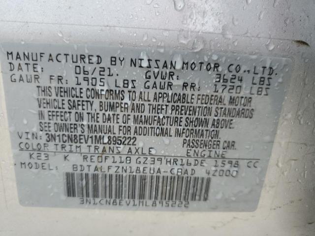 3N1CN8EV1ML895222 - 2021 NISSAN VERSA SV SILVER photo 12