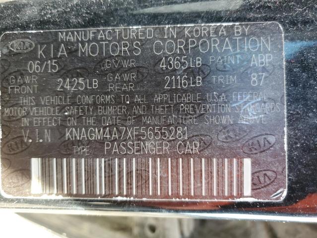 KNAGM4A7XF5655281 - 2015 KIA OPTIMA LX BLACK photo 13