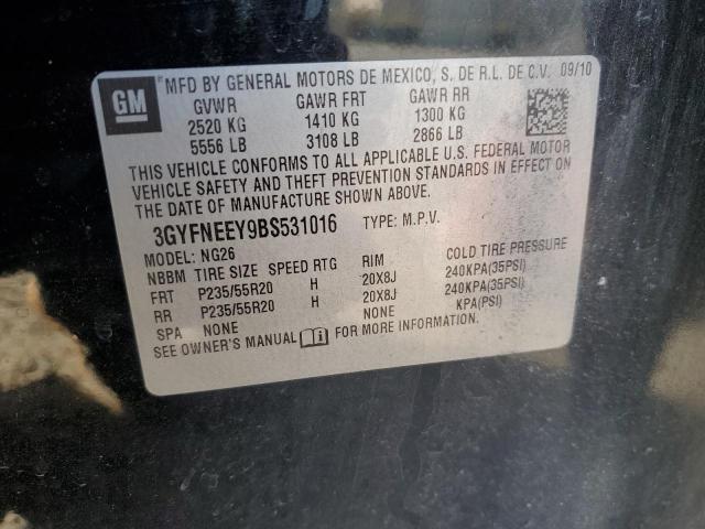 3GYFNEEY9BS531016 - 2011 CADILLAC SRX PERFORMANCE COLLECTION Noir photo 12