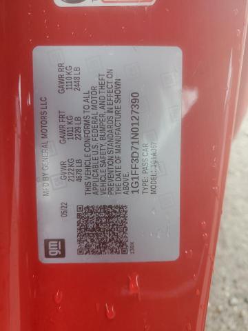 1G1FF3D71N0127390 - 2022 CHEVROLET CAMARO LT1 RED photo 12