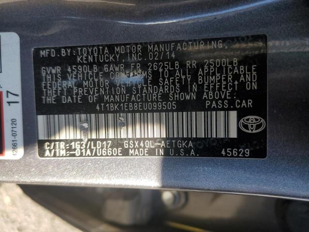 4T1BK1EB8EU099505 - 2014 TOYOTA AVALON BASE 石墨色 照片 13