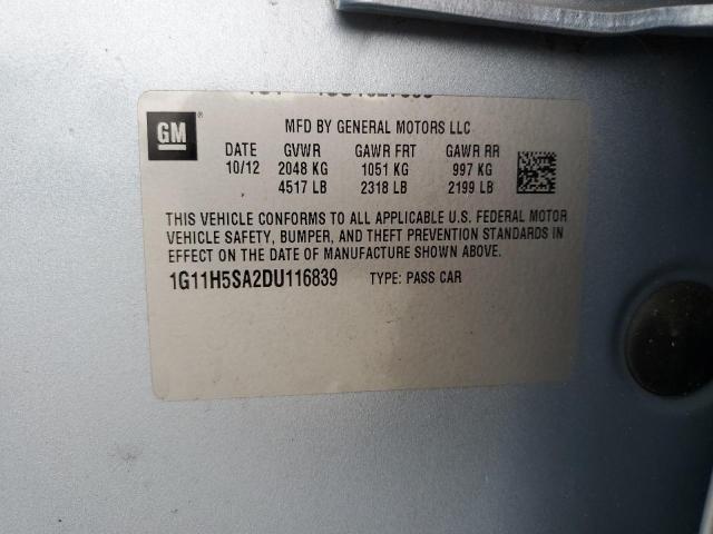 1G11H5SA2DU116839 - 2013 CHEVROLET MALIBU LTZ ლურჯი ფოტო 13