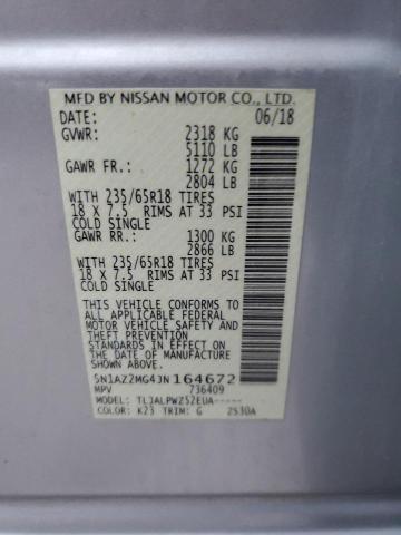 5N1AZ2MG4JN164672 - 2018 NISSAN MURANO S SILVER photo 13