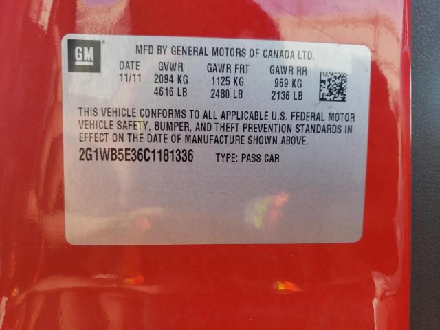 2G1WB5E36C1181336 - 2012 CHEVROLET IMPALA LT RED photo 12