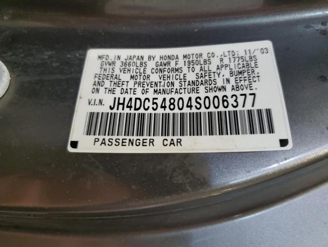 JH4DC54804S006377 - 2004 ACURA RSX Szary zdjęcie 12