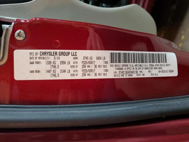 2C4RC1BGXER403138 - 2014 CHRYSLER TOWN & COU TOURING ბურგუნდია ფოტო 13