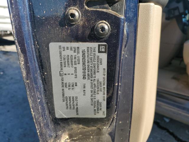 1GNDV23W37D191843 - 2007 CHEVROLET UPLANDER LS BLUE photo 13