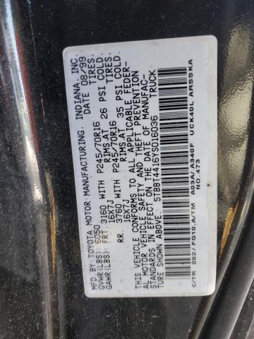 5TBBT4416YS016036 - 2000 TOYOTA TUNDRA ACCESS CAB შავი ფოტო 12