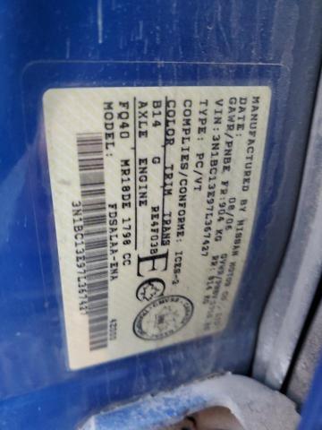 3N1BC13E97L367427 - 2007 NISSAN VERSA S BLUE photo 13