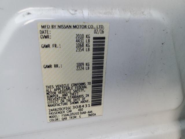 1N4BZ0CP1GC308431 - 2016 NISSAN LEAF SV WHITE photo 12