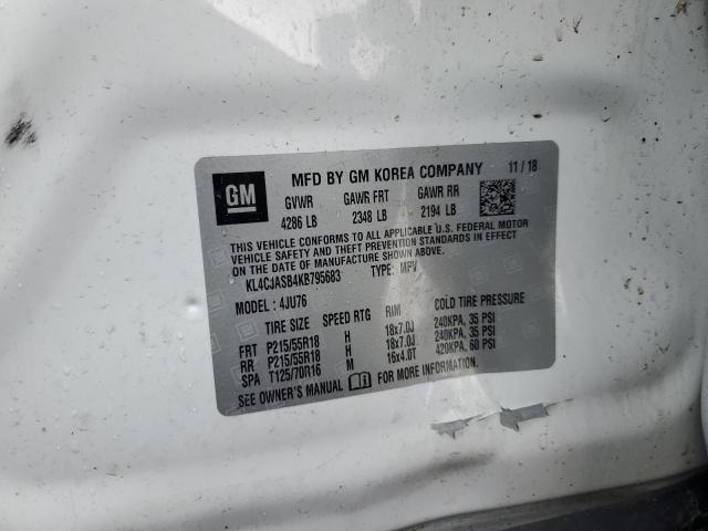 KL4CJASB4KB795683 - 2019 BUICK ENCORE PREFERRED WHITE photo 12