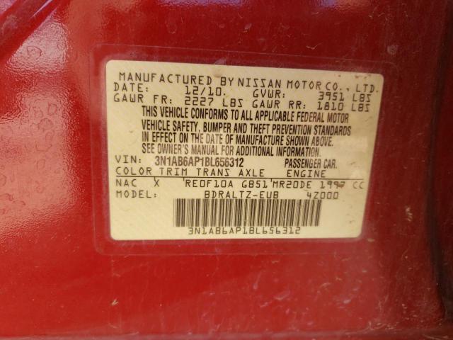 3N1AB6AP1BL656312 - 2011 NISSAN SENTRA 2.0 RED photo 12