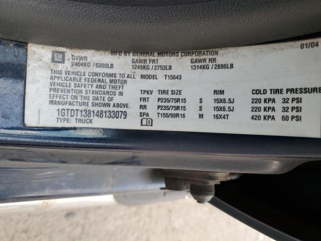 1GTDT138148133079 - 2004 GMC CANYON BLUE photo 12