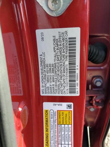 1HGCY1F31PA058170 - 2023 HONDA ACCORD EX RED photo 12