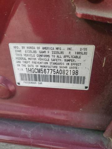 1HGCM56775A082198 - 2005 HONDA ACCORD EX BURGUNDY photo 13