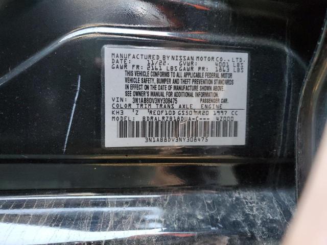 3N1AB8DV3NY308475 - 2022 NISSAN SENTRA SR BLACK photo 12