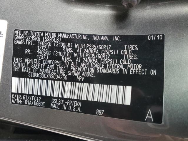 5TDKK3DCXBS004260 - 2011 TOYOTA SIENNA LE GRAY photo 14