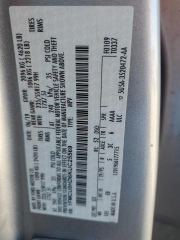 1FMCU0HD6KUC25569 - 2019 FORD ESCAPE SEL SILVER photo 13