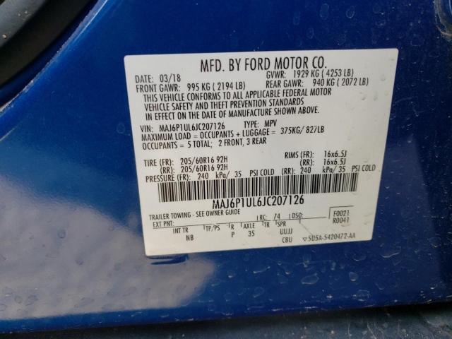 MAJ6P1UL6JC207126 - 2018 FORD ECOSPORT SE BLUE photo 13