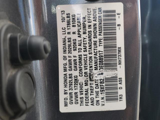 19XFB2F93DE088917 - 2013 HONDA CIVIC EXL GRAY photo 13