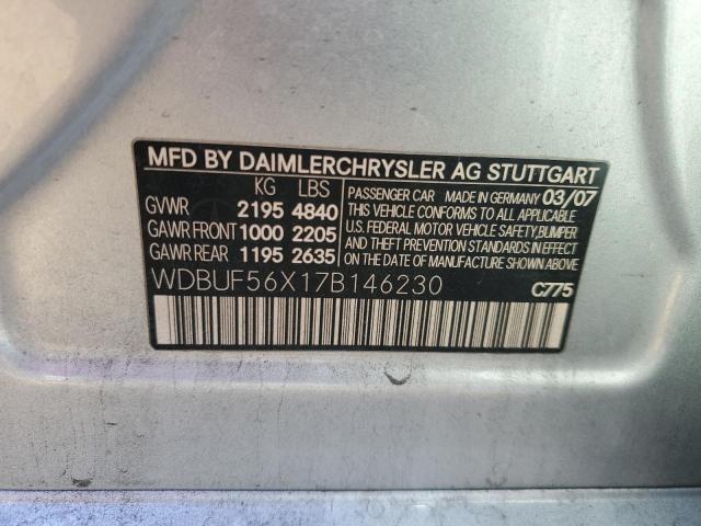 WDBUF56X17B146230 - 2007 MERCEDES-BENZ E 350 SILVER photo 12