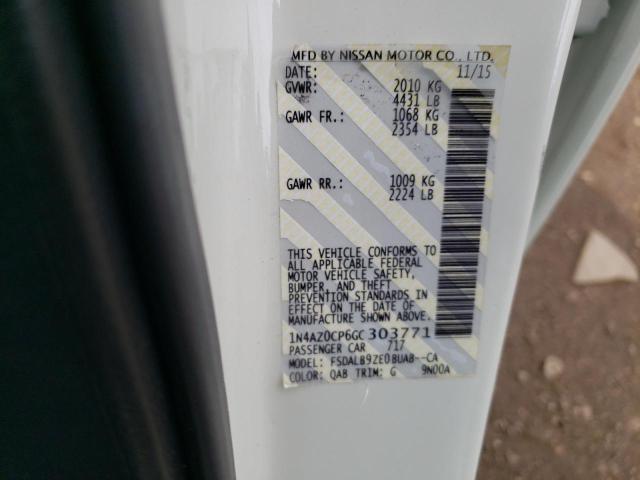 1N4AZ0CP6GC303771 - 2016 NISSAN LEAF S WHITE photo 12